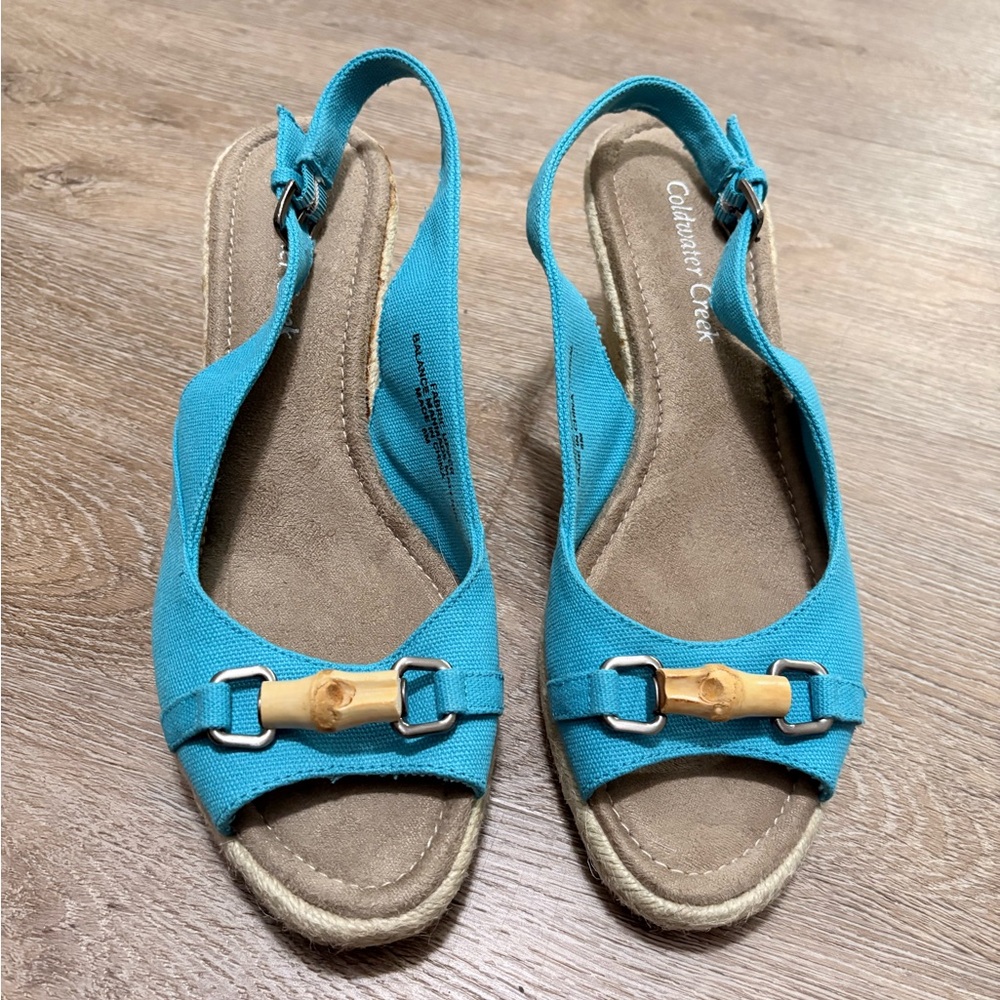 Coldwater Creek Turquoise Espadrille Sandals